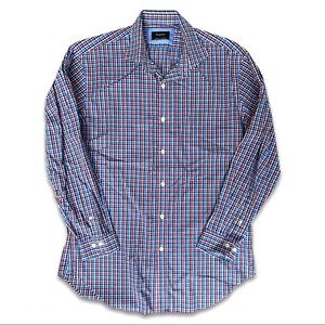 Esquire Blue & Pink Plaid Slim Fit Dress Shirt